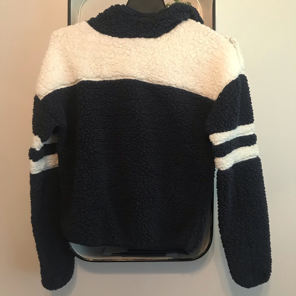 Navy and White Sherpa Pull Over